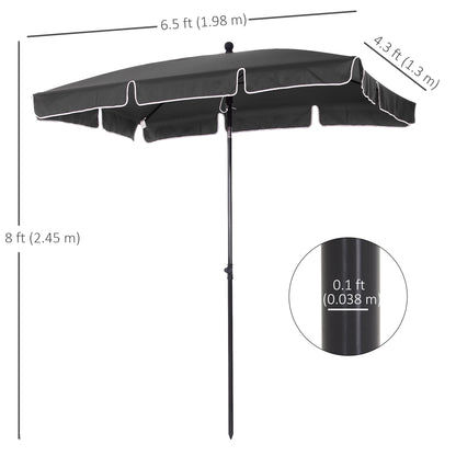 Garden Parasol Umbrella, Outdoor Market Table Umbrella with Ruffles & Aluminium Pole