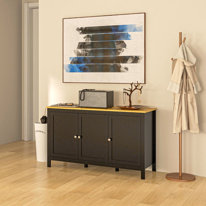 Sideboard, Buffet Cabinet with Doors and Adjustable Shelves for Living Room, Entryway, Black and Natural