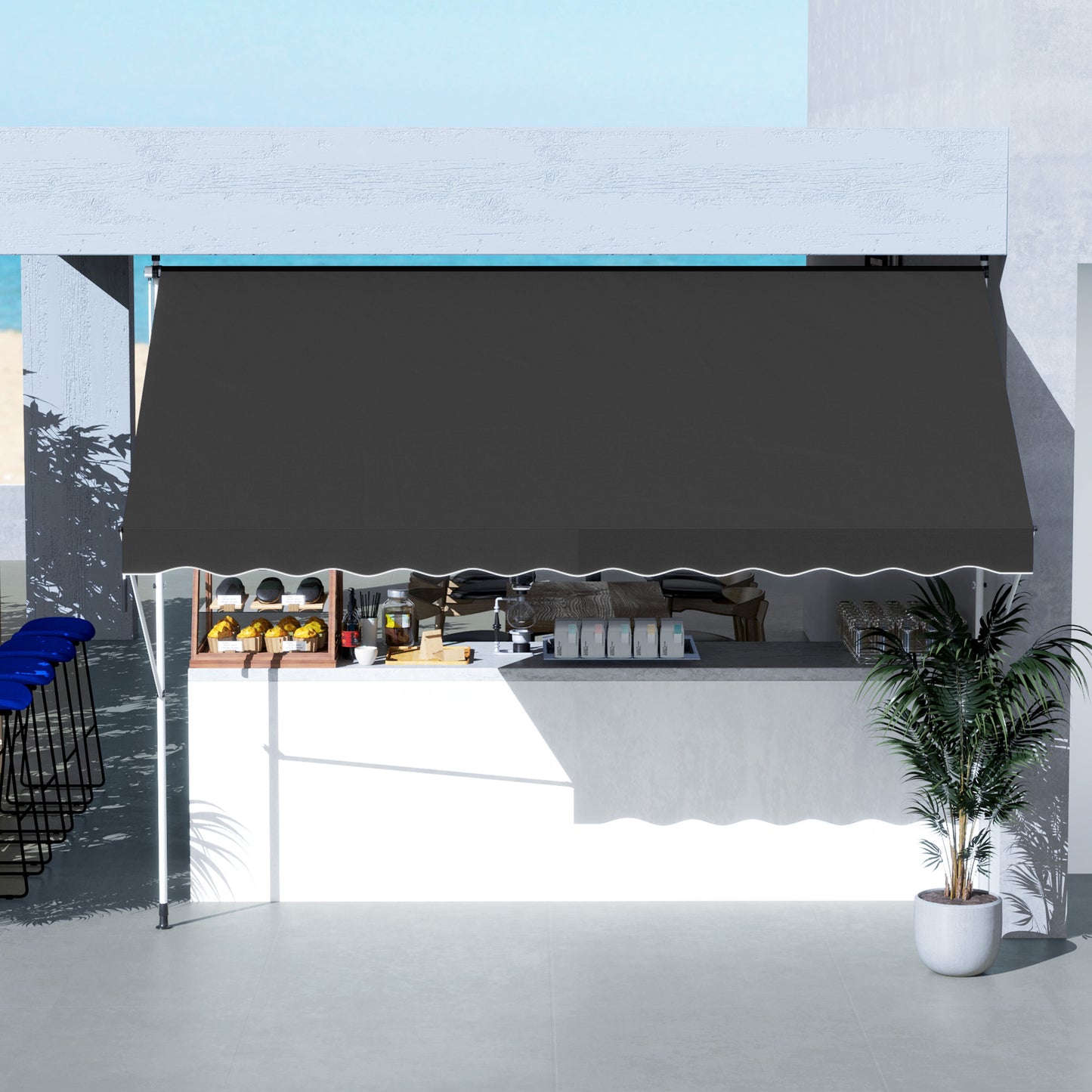 3x1.5m Adjustable Outdoor Aluminium Frame Awning Black