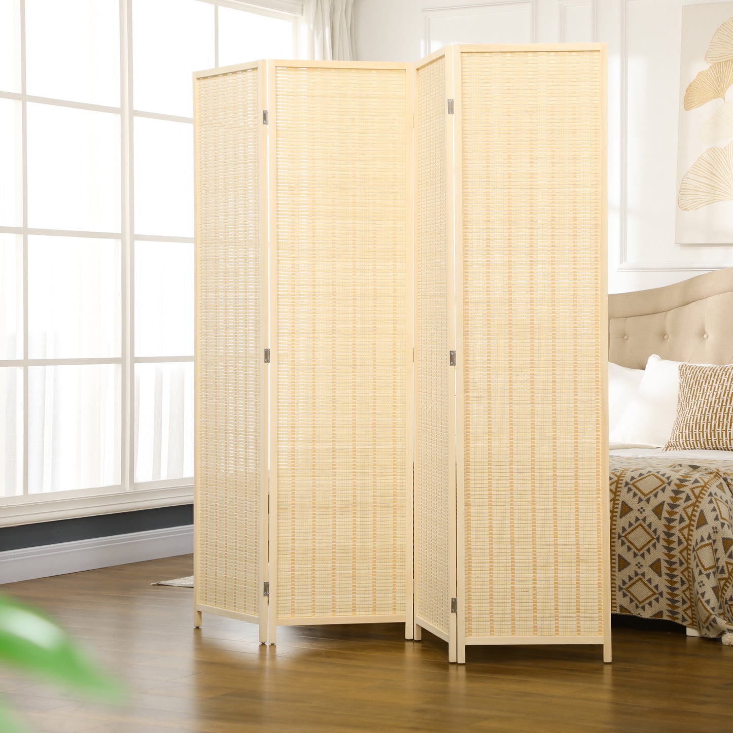 4 Panel Folding Room Divider Screen, Wall Panel Privacy Furniture, Freestanding Paravent Partition Separator for Living Room