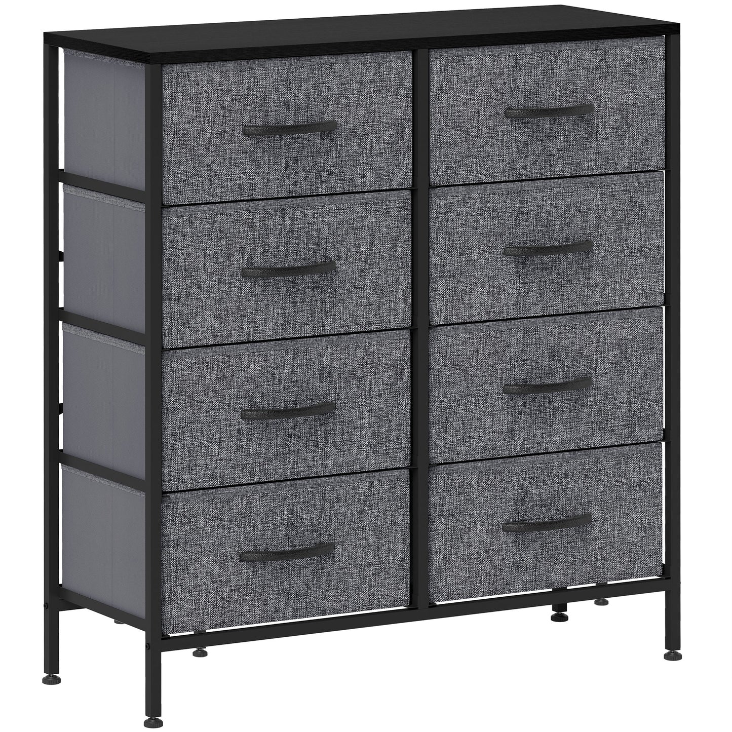 Fabric Chest of Drawers, Industrial Bedroom Dresser with 8 Fabric Drawers, Steel Frame and Wooden Top for Nursery