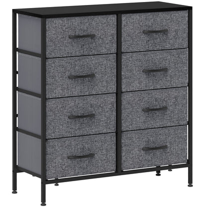 Fabric Chest of Drawers, Industrial Bedroom Dresser with 8 Fabric Drawers, Steel Frame and Wooden Top for Nursery