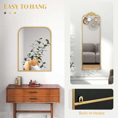 Wall Mirror, Decorative Baroque Mirror with Metal Frame, for Bedroom and Living Room, 60 x 87 cm, Gold Tone