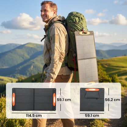 100W Portable Solar Panel, Foldable Solar Charger with USB-A & USB-C Fast Charging Output
