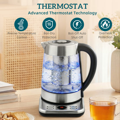 Electric Kettle, 1.7L Fast Boil 3KW Water Kettle with UK Strix Thermostat, Tea Infuser, Keep Warm Function