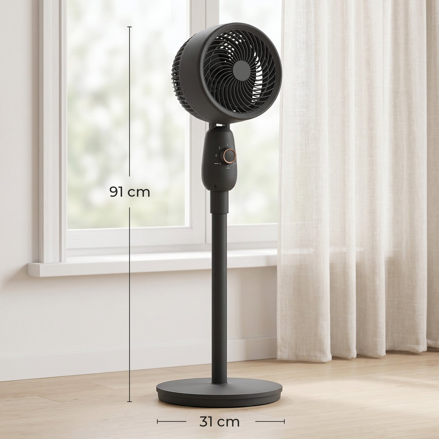 Pedestal Fan, Powerful Air Circulator, 36 Inch Floor Standing Fan with 3 Speed Settings, 70° Oscillating for Bedroom