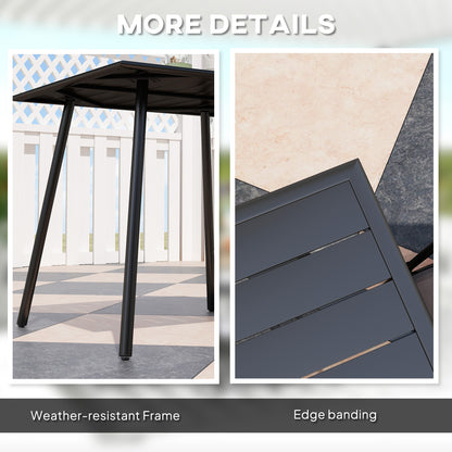Square Garden Table with Slat Top, Steel Frame, Outdoor Table for 4 Person, 80 x 80 x 74 cm, Black