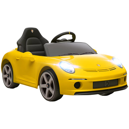 Kids Electric Car, 12V Licensed RUF GT Ride on Car with Suspension, Remote Control, Music for 3-5 Years Yellow