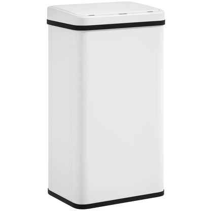 50L Sensor Bin with Soft-Close Lid, Stainless Steel Automatic Touchless Motion Sensor Kitchen Bin, White