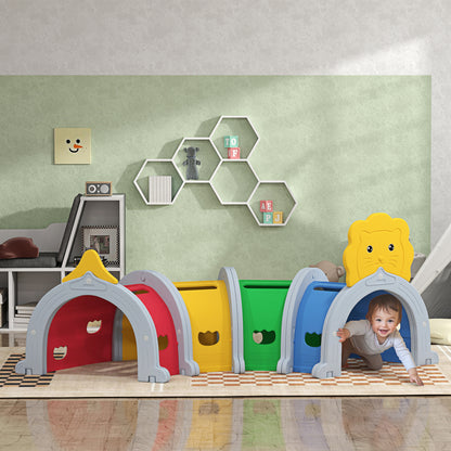 Kids Play Tunnel with Lion Design for 3-6 Years, Crawling, Climbing, Indoors & Outdoors