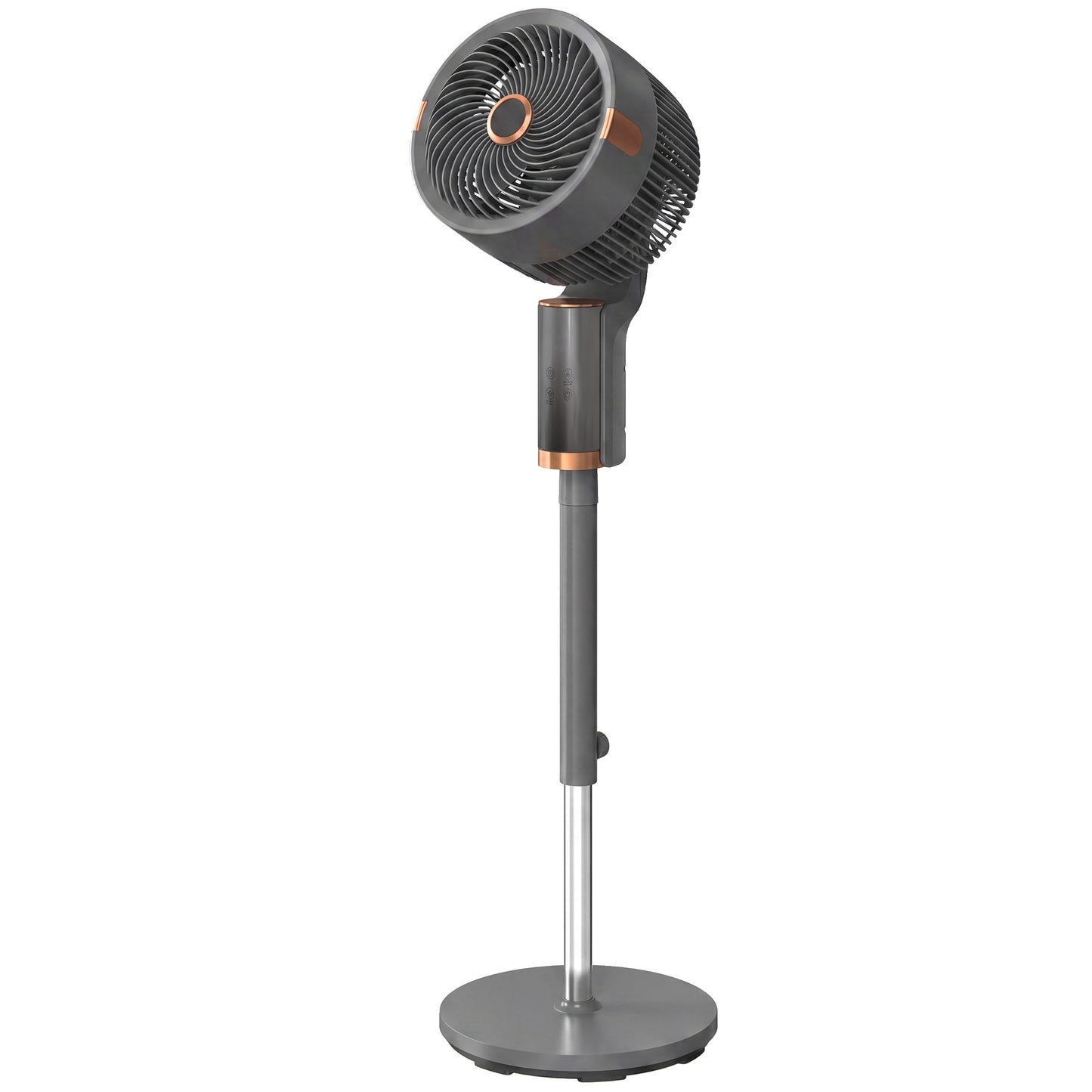 20 dB Silent Standing Fan for Bedroom, 44" Pedestal Fan with 90° Oscillating, 8 Speeds and LED Light, Grey