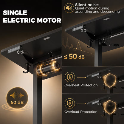 72-118cm Adjustable Electric Standing Desk with LED Display - Black