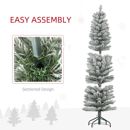 5ft Artificial Snowy Pencil Christmas Tree - White