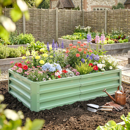 Raised Beds for Garden, Galvanised Outdoor Planters, for Herbs and Vegetables, Use for Patio, Garden, Balcony