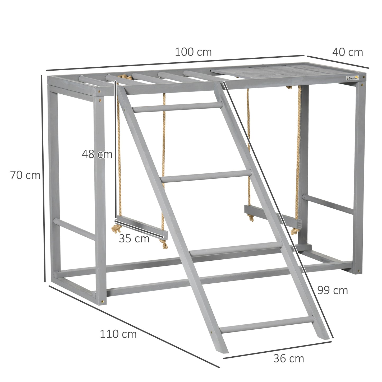 Chicken Activity Play with Swing Set for 3-4 Chickens, Wooden Chicken Coop, Grey