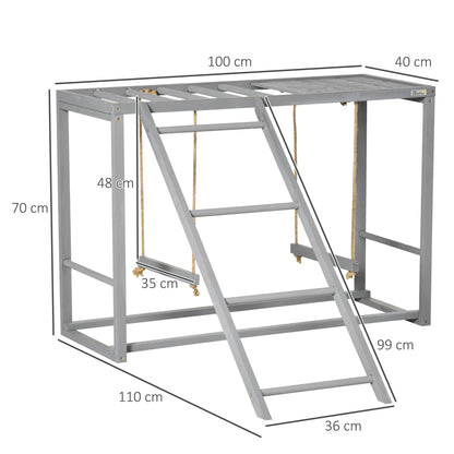 Chicken Activity Play with Swing Set for 3-4 Chickens, Wooden Chicken Coop, Grey