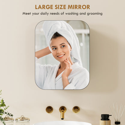 Bathroom Medicine Cabinet with Mirror, Bathroom Wall Cabinet with Adjustable Shelves, Soft Close Hinges, Black