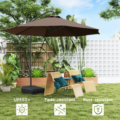 3(m) Garden Cantilever Parasol with Fillable Base up to 90kg, Wind Protection Strap, Cover