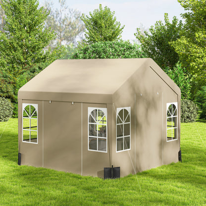 3 x 3 m Party Tent, Outdoor Canopy Tent Shelter with Removable Sidewalls, 4 Zipped Doors, for Parties, Wedding, Beige