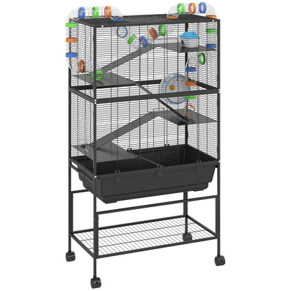 5 Tier Large Hamster Cage on Wheels with 17 cm Deep Tray, Storage Shelf for Syrian, Gerbil, Rats