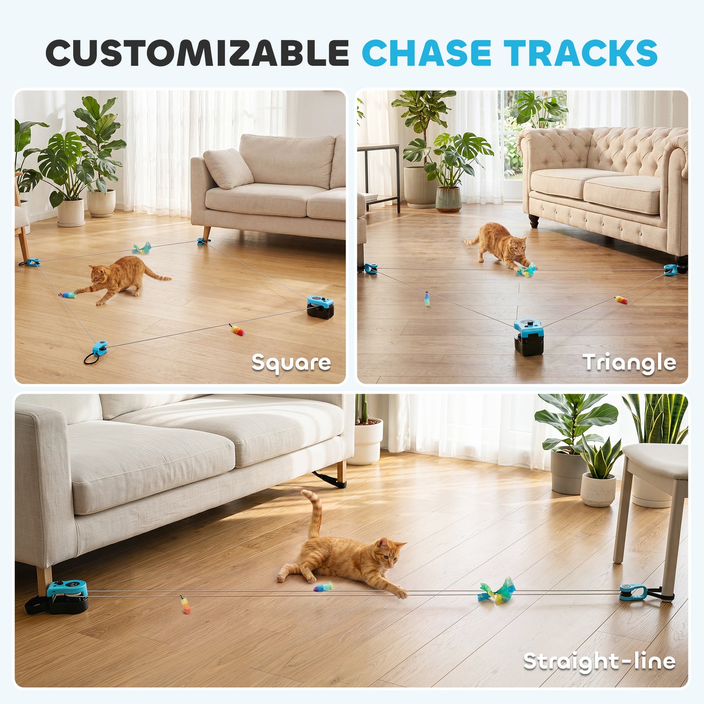 Interactive Cat Toy for Indoor Kittens & Adult with Adjustable Speed, DIY Track & Mouse Sound