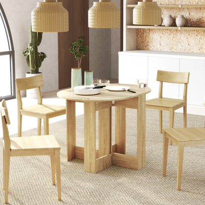 Space-saving Drop Leaf Table, Folding Dining Table for Small Space, Kitchen, Dining Room, Oak