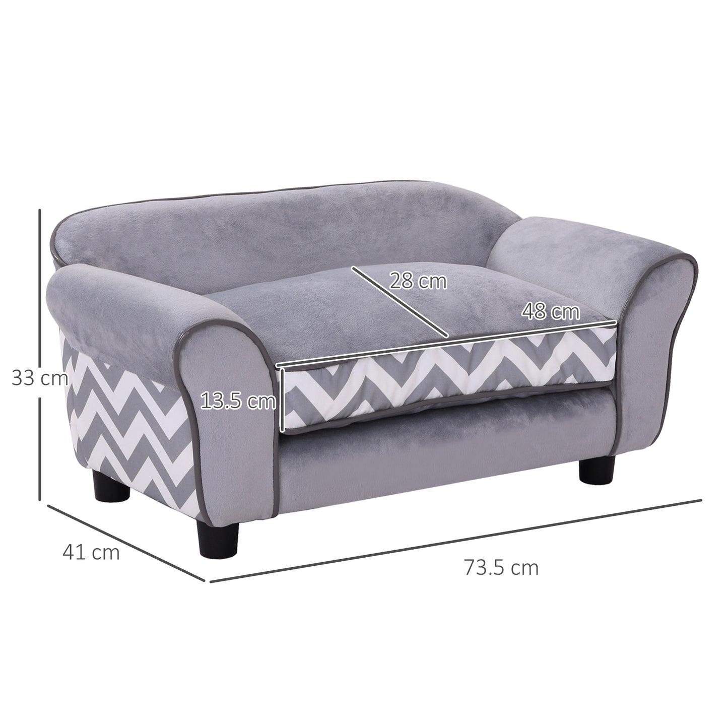 Dog Sofa Bed for XS-Sized Dogs, Cat Sofa with Soft Cushion, Pet Chair Lounge with Washable Cover, Removable Legs