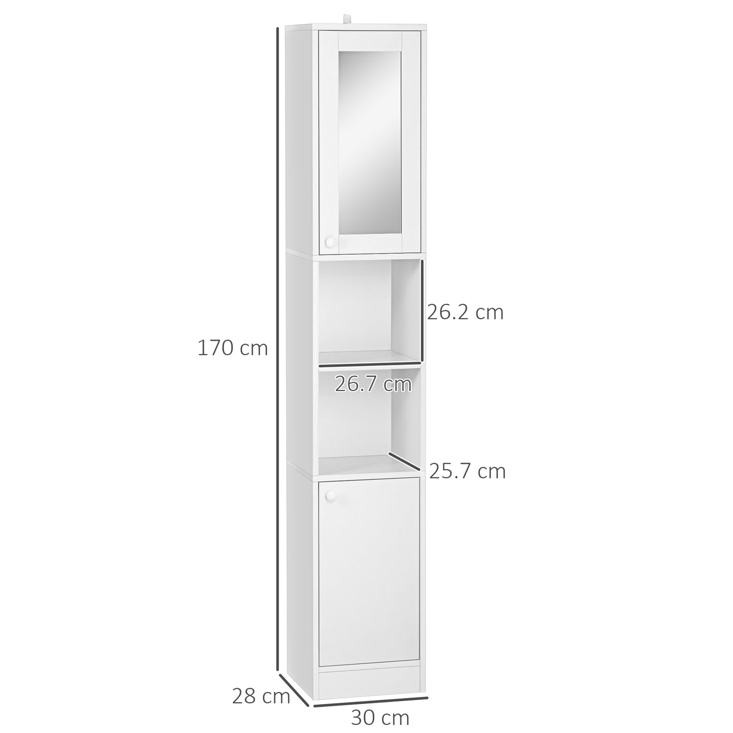 Tall Bathroom Storage Cabinet with Mirror, Narrow Bathroom Unit