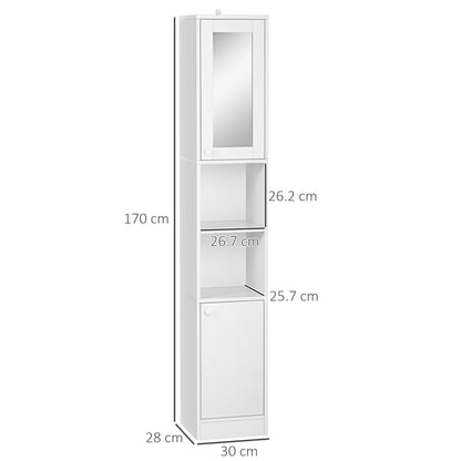 Tall Bathroom Storage Cabinet with Mirror, Narrow Bathroom Unit