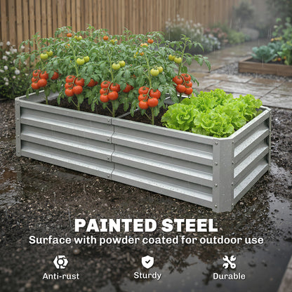 Raised Beds for Garden, Galvanized Outdoor Planters, for Herbs and Vegetables, Use for Patio, Backyard, Balcony, Silver