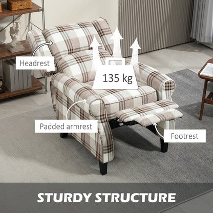 160° Reclining Armchair, with Footrest - Brown