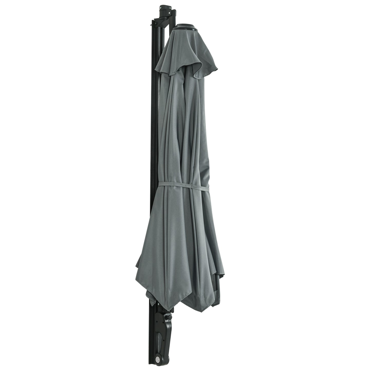2.5m Wall Mounted Parasol, Hand to Push Outdoor Patio Umbrella with 180 Degree Rotatable Canopy for Porch, Deck, Garden