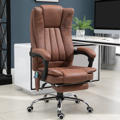 Office Chair with Massage and Heat, Microfibre Reclining Computer Desk Chair with Footrest and Adjustable Height