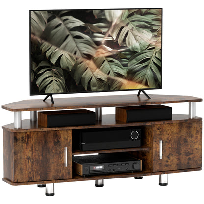 TV Unit Cabinet for TVs up to 55 Inches with Storage Shelves and Cupboard, Entertainment Centre for Living Room, Rustic Brown
