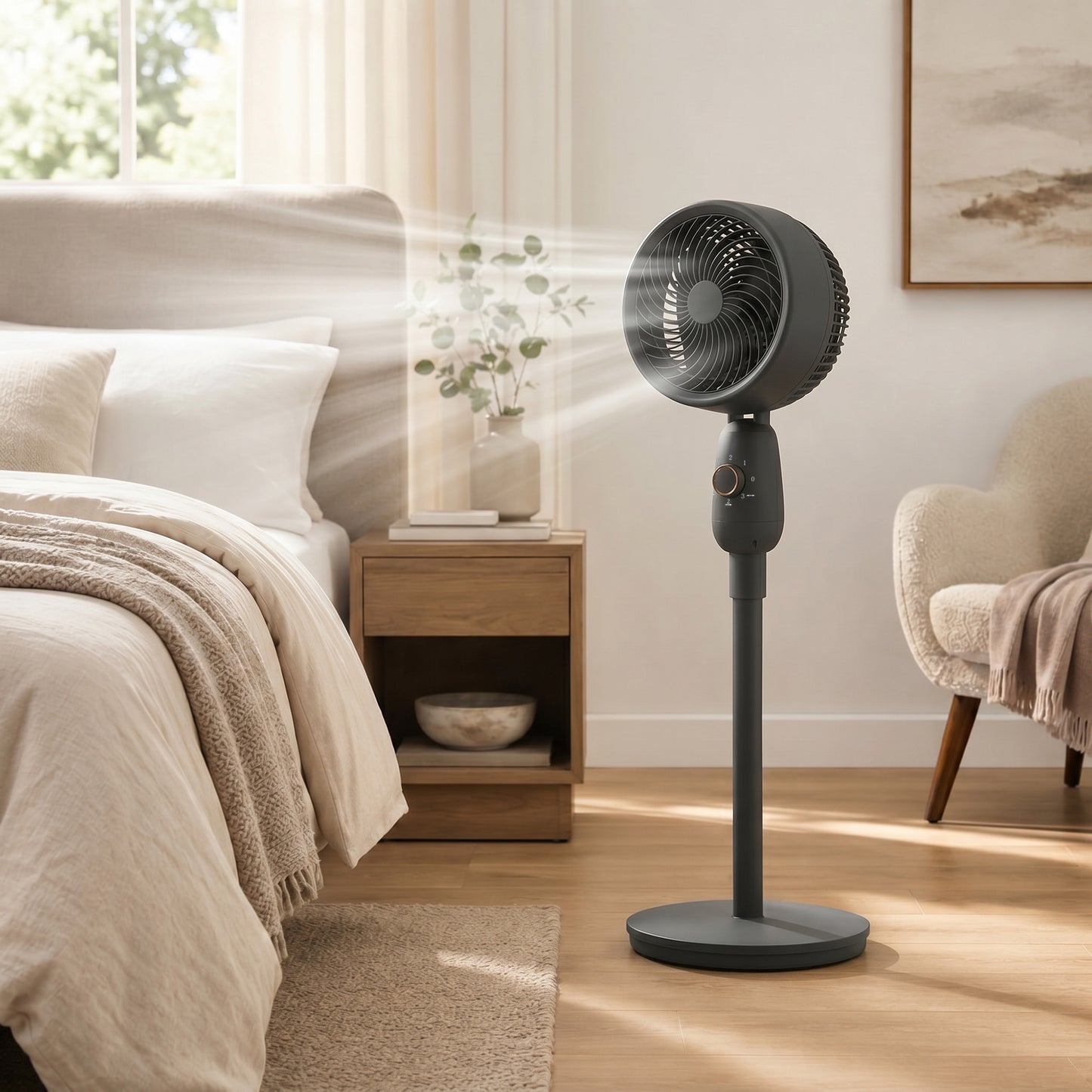 Pedestal Fan, Powerful Air Circulator, 36 Inch Floor Standing Fan with 3 Speed Settings, 70° Oscillating for Bedroom