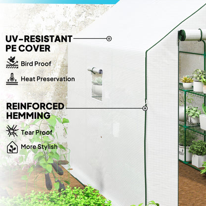 Walk-in Greenhouse with 3 Tier 12 Shelves, Small Greenhouse with Reinforced PE Cover