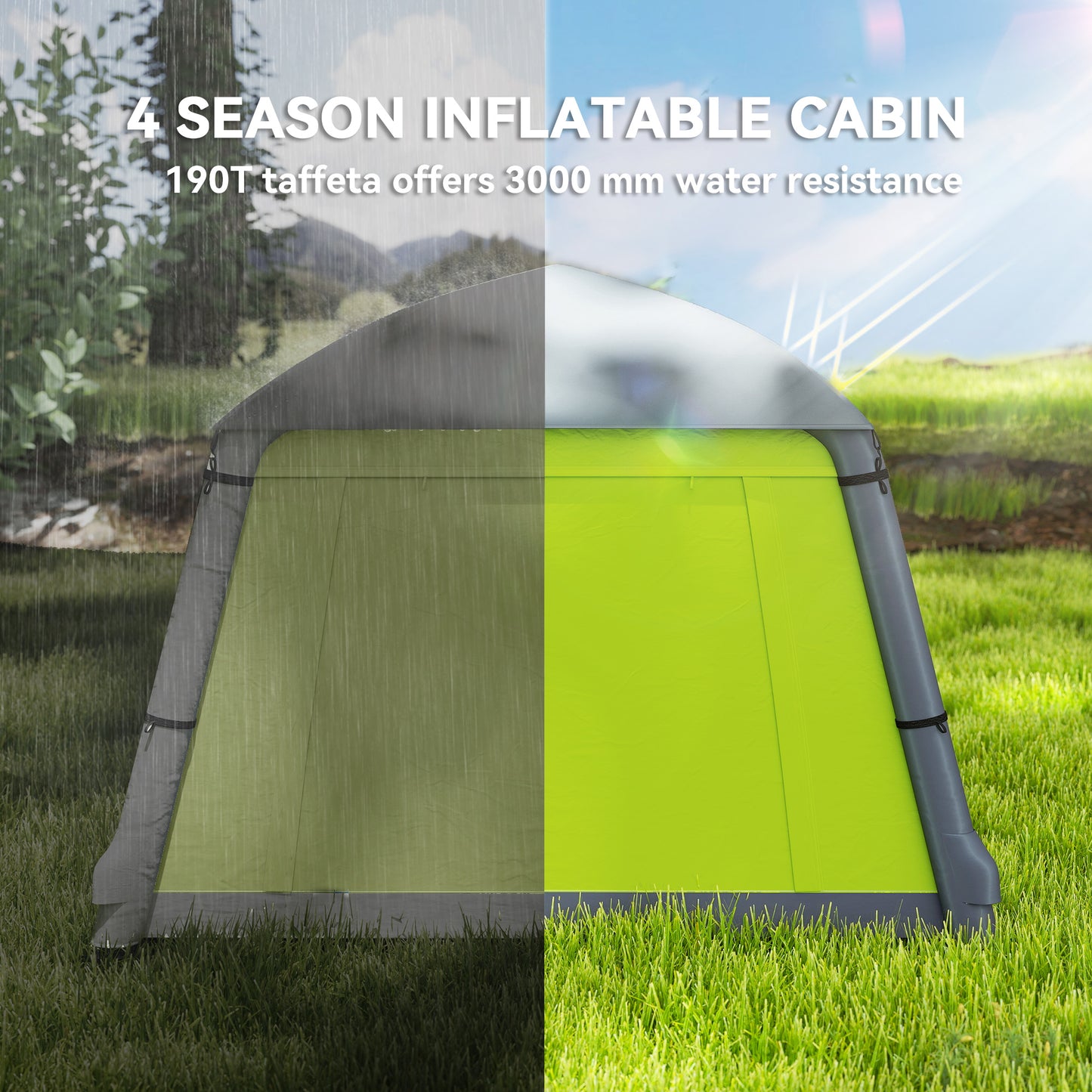 Inflatable Camping Tent w/ Hand Pump, Easy Setup 1/2 Person Blow Up Tent Waterproof 190T Taffeta w/ Mesh Windows