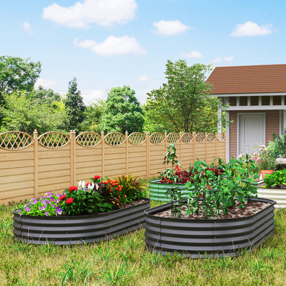 Set of Two 181 x 93cm Steel Planters - Dark Grey