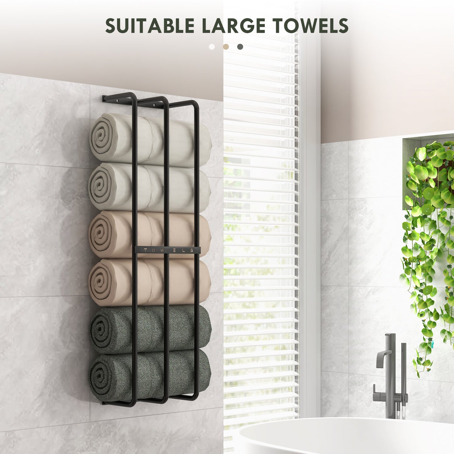 Six Large Towel Metal Holder, with Mounting Accessories