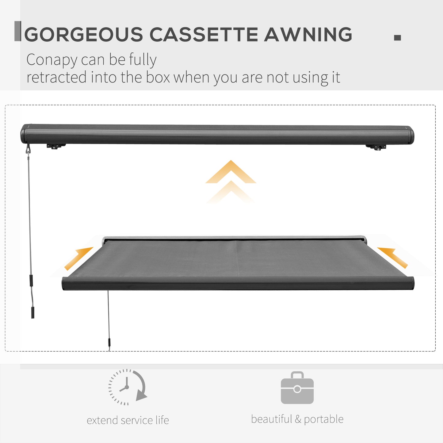 3 x 2.5m Electric Awning with Remote Controller, Aluminium Frame DIY Retractable Awning