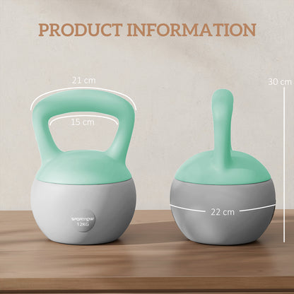 12KG Soft Kettlebell, Kettlebell with Non-Slip Handle for Home Gym, Weight Lifting, Strength Training, Green/Grey