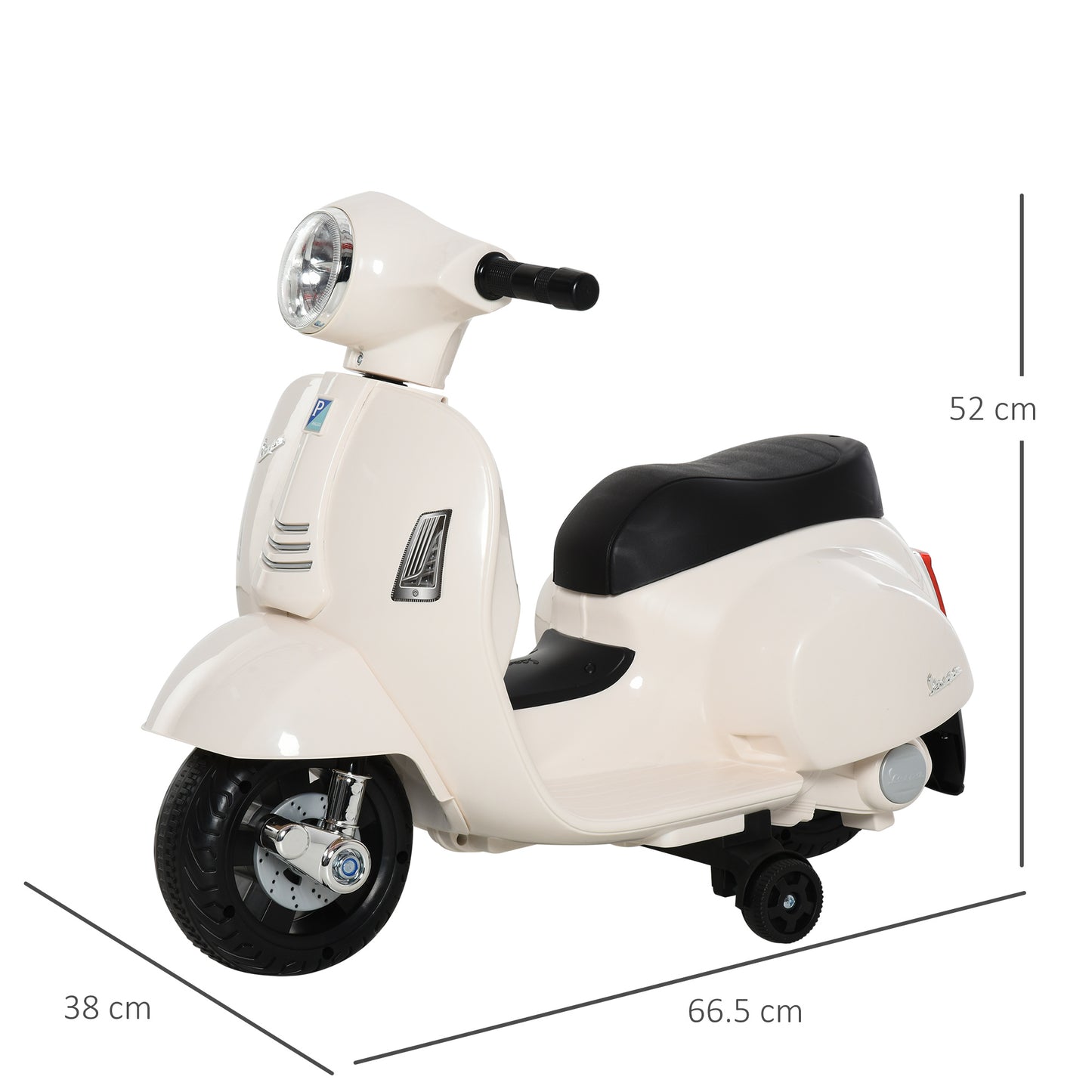 Vespa Licensed 6V Kids Electric Motorbike Ride On Motorcycle Battery Powered for 18-36 Months with Horn Light White