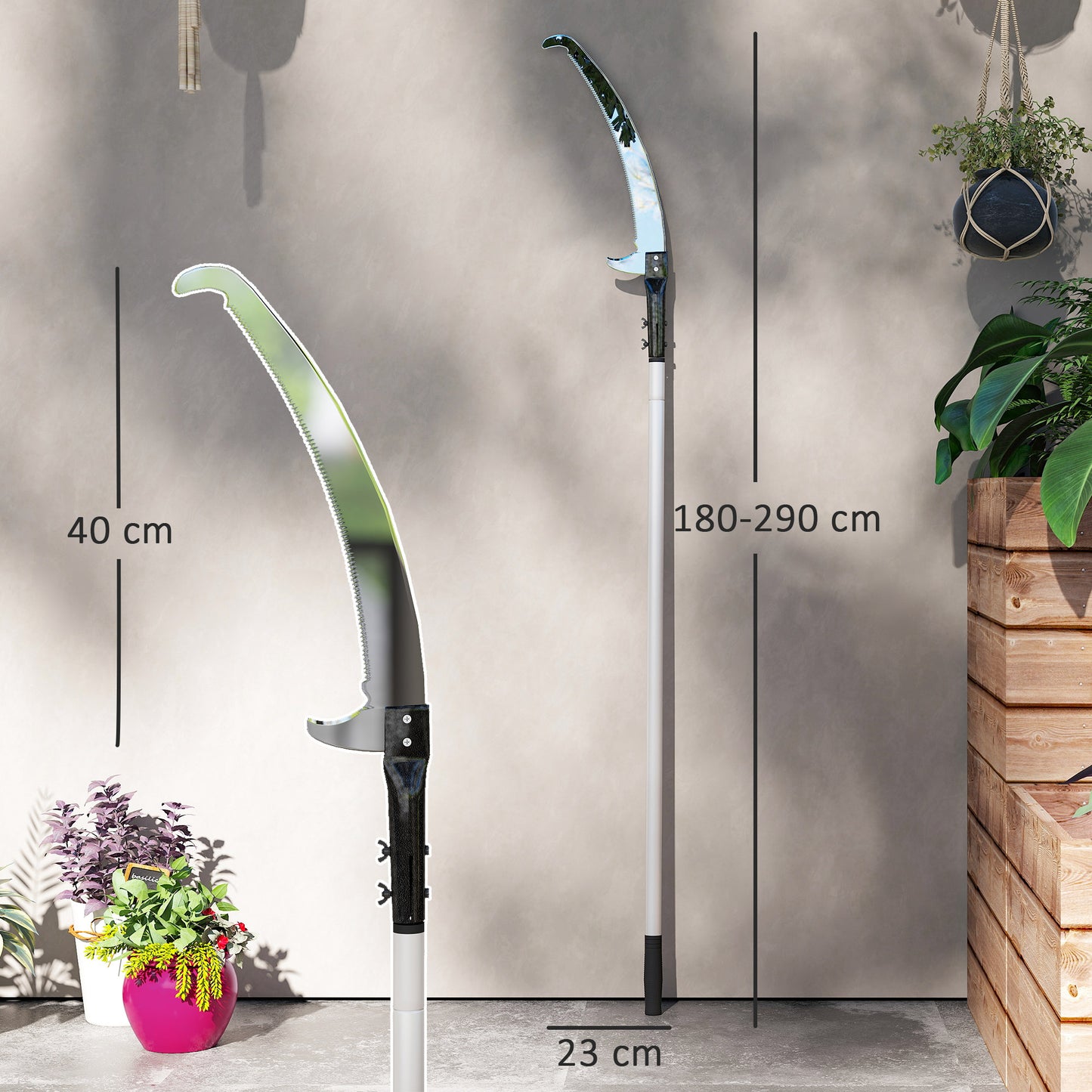 Manual Pole Saw, 1.8-2.9 m Extendable Tree Pruner, Tree Lopper Long Reach Telescopic with Extendable Handle & 40 cm Saw for T
