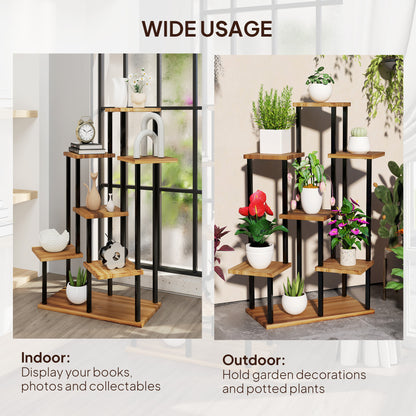 Seven Wooden Shelf Plant Stand