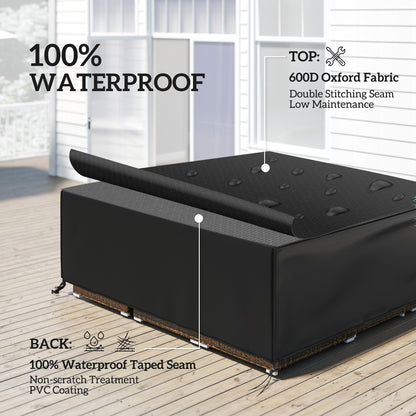 Large Patio Garden Furniture Set Cover 600D Oxford Square Waterproof, 230 x 230 x 70 cm, Black
