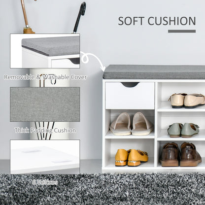 Shoe Storage Bench with Cushion - White