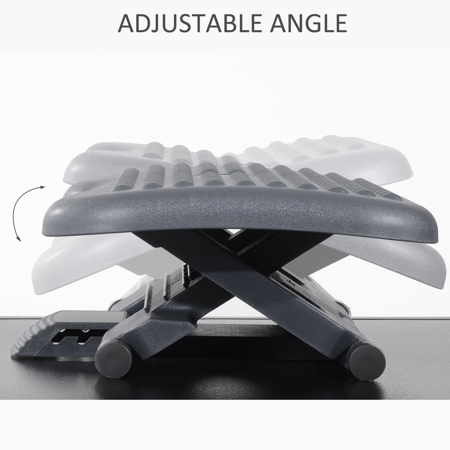 Footrest Adjustable Height & Angle Tilting Platform Home Office Foot Rest Charcoal Grey