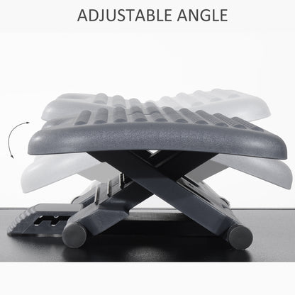 Footrest Adjustable Height & Angle Tilting Platform Home Office Foot Rest Charcoal Grey