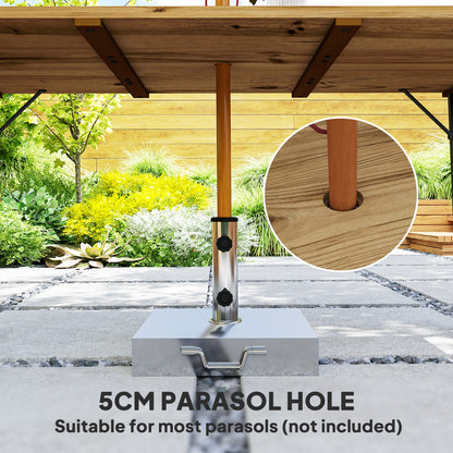 6 Seater Wooden Garden Dining Table, 175 x 80 cm Rectangular Outdoor Dining Table with 5cm Parasol Hole and Slatted Top