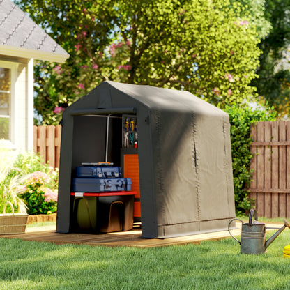 7.5 x 6.2 ft Outdoor Garden Storage Shed, Waterproof Bike Tent with Roll-Up Zipper Door and Vent, Dark Grey